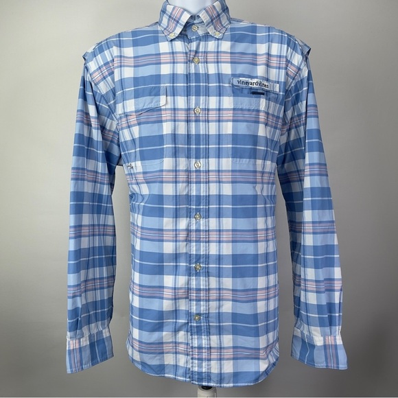VINEYARD Vines Men’s Performance Halibut Plaid Harbor Shirt Size Medium - Picture 2 of 9